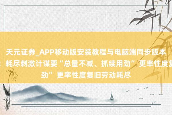 天元证券_APP移动版安装教程与电脑端同步版本介绍 张军扩：耗尽刺激计谋要“总量不减、抓续用劲” 更率性度复旧劳动耗尽